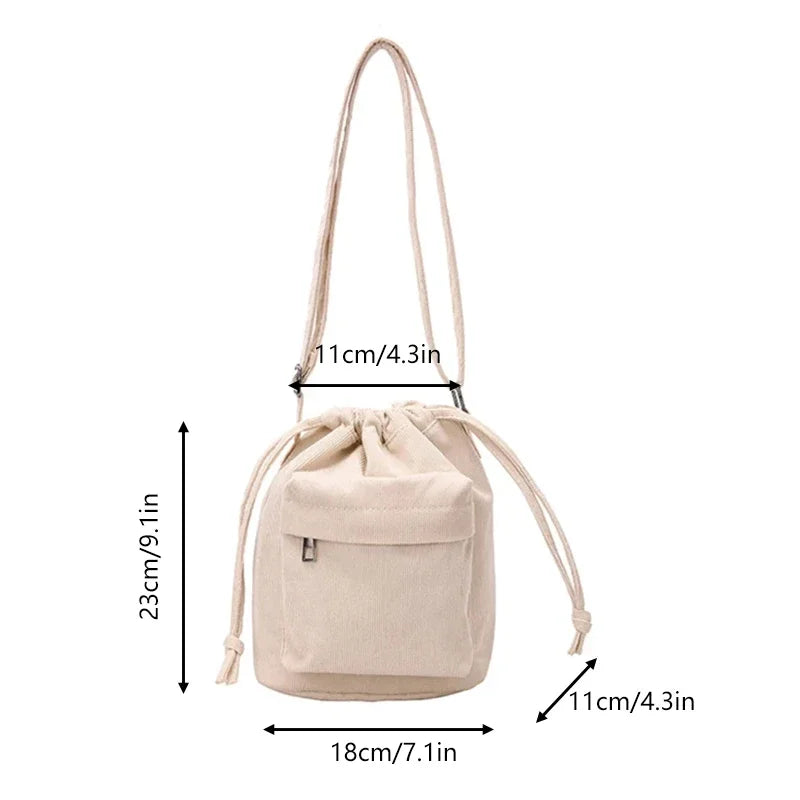 2025 New Women Bag Middle Shoulder Bag Korean Style Drawstring Bucket Bag Casual Light Youth Crossbody Bag Whole Sale