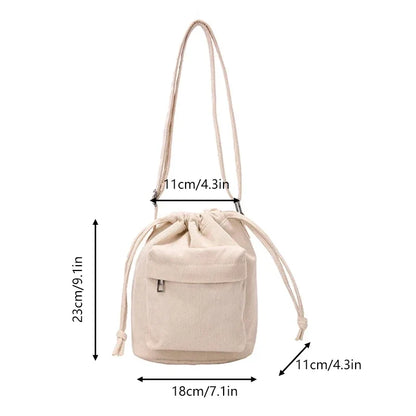 2025 New Women Bag Middle Shoulder Bag Korean Style Drawstring Bucket Bag Casual Light Youth Crossbody Bag Whole Sale
