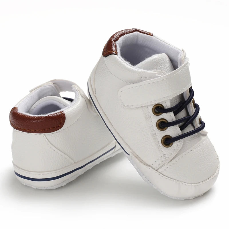 Baby Shoes Boys High Top Sneakers PU Leather Soft Sole Infant Kids Walker Crib Shoe