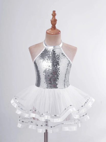 Summer Girls Clothes Sequins Tutu Dress for Dancing Birthday Party Ball Gown Festival Ballet Jazz Dance Costume Holiday Dresses
