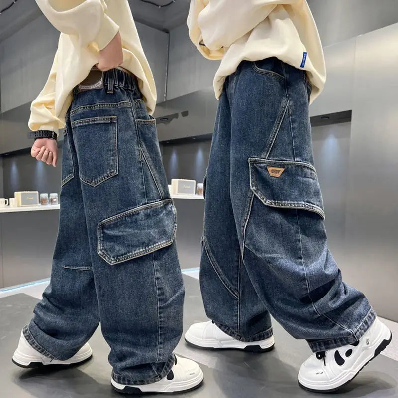Boys Jeans For Children's Pants Kids New Clothing Trousers Loose Spring/Autumn Clothes Teenager Casual Jeans 4-14Y