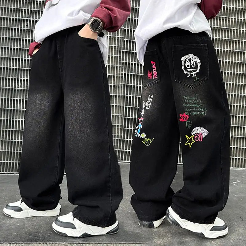 Boys Jeans For Children's Pants Kids New Clothing Trousers Loose Spring/Autumn Clothes Teenager Casual Jeans 4-14Y