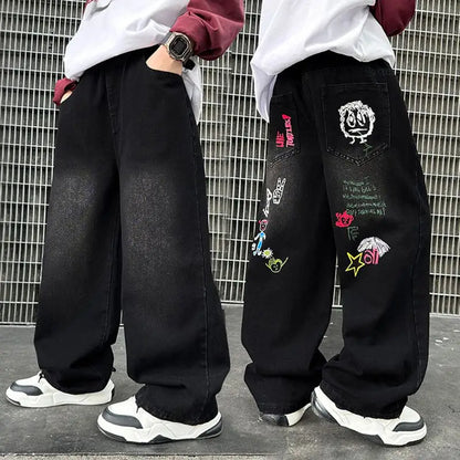 Boys Jeans For Children's Pants Kids New Clothing Trousers Loose Spring/Autumn Clothes Teenager Casual Jeans 4-14Y