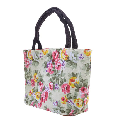 Women's Handbag Rose Print Fashion Casual Canvas Bag For Ladies Spring and Autumn 2024 New Travel Portable Bag