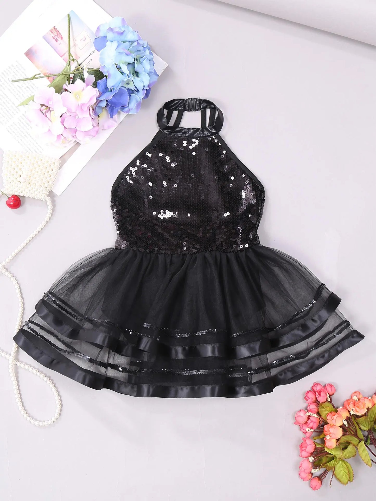Summer Girls Clothes Sequins Tutu Dress for Dancing Birthday Party Ball Gown Festival Ballet Jazz Dance Costume Holiday Dresses
