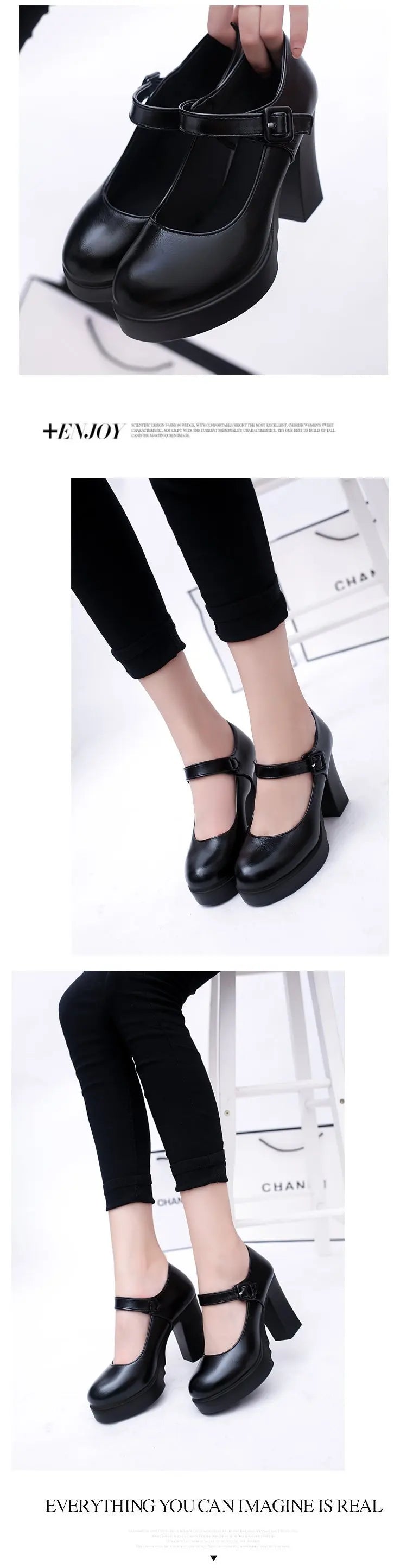 Women's shoes on Heels Women Platform Pumps Spring Summer Shallow Mouth Buckle Strap Shoes Round Toe Shoes for Women2024