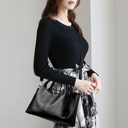 Women's Handbag, Large Capacity Elegant Detachable Crossbody & Handheld Shoulder Bag with Golden Tone Hardware, Zipper Closure