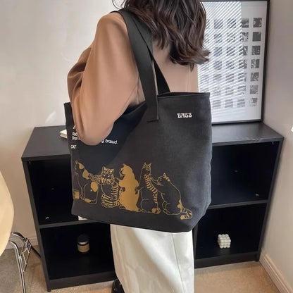 Women's Canvas Tote Bag Fashionable Spacious Durable Shoulder Bag with Zipper Closure and Classic Design Perfect for Work