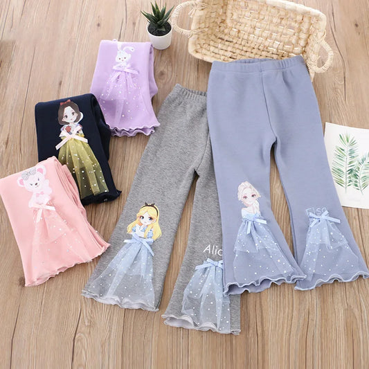 2025 New Baby Girl Pants Quality Cartoon Print Leggings Spring Autumn Children Skinny Pant Kid Long Trouser
