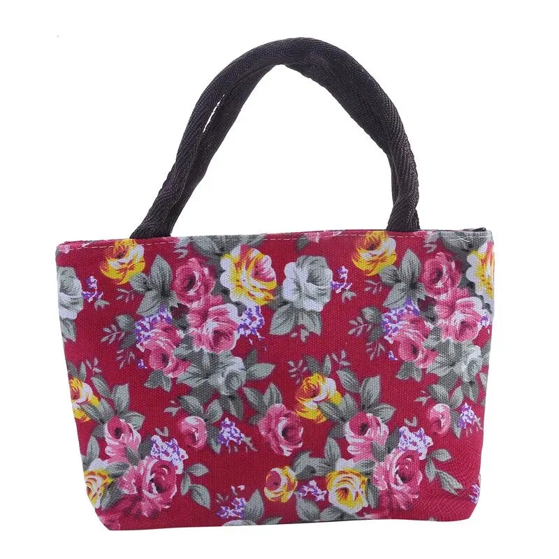 Women's Handbag Rose Print Fashion Casual Canvas Bag For Ladies Spring and Autumn 2024 New Travel Portable Bag