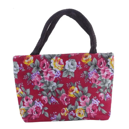 Women's Handbag Rose Print Fashion Casual Canvas Bag For Ladies Spring and Autumn 2024 New Travel Portable Bag