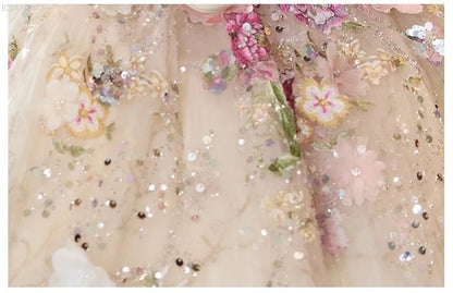 Elegant Girls Party Dress with Flowers for Girl Wedding Children Pageant Gown Dresses Little Host Piano Recital Flower Eids