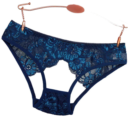 Women's Briefs Low Waist Hollow Lace French Knickers Panties Lingerie Briefs Mesh Sheer Thongs Underwear Female