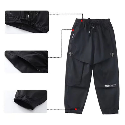 Boys Fashion Letter Print Cotton Cargo Pants 5-14 Years Spring Autumn Casual Sweatpants for Daily Outdoor Kids Clothes