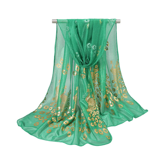 Women'S Elegant Peacock Print Scarf Lightweight Sheer Shawl For Daily Wear Special Occasions 2026 Trending Bufanda De Estampado