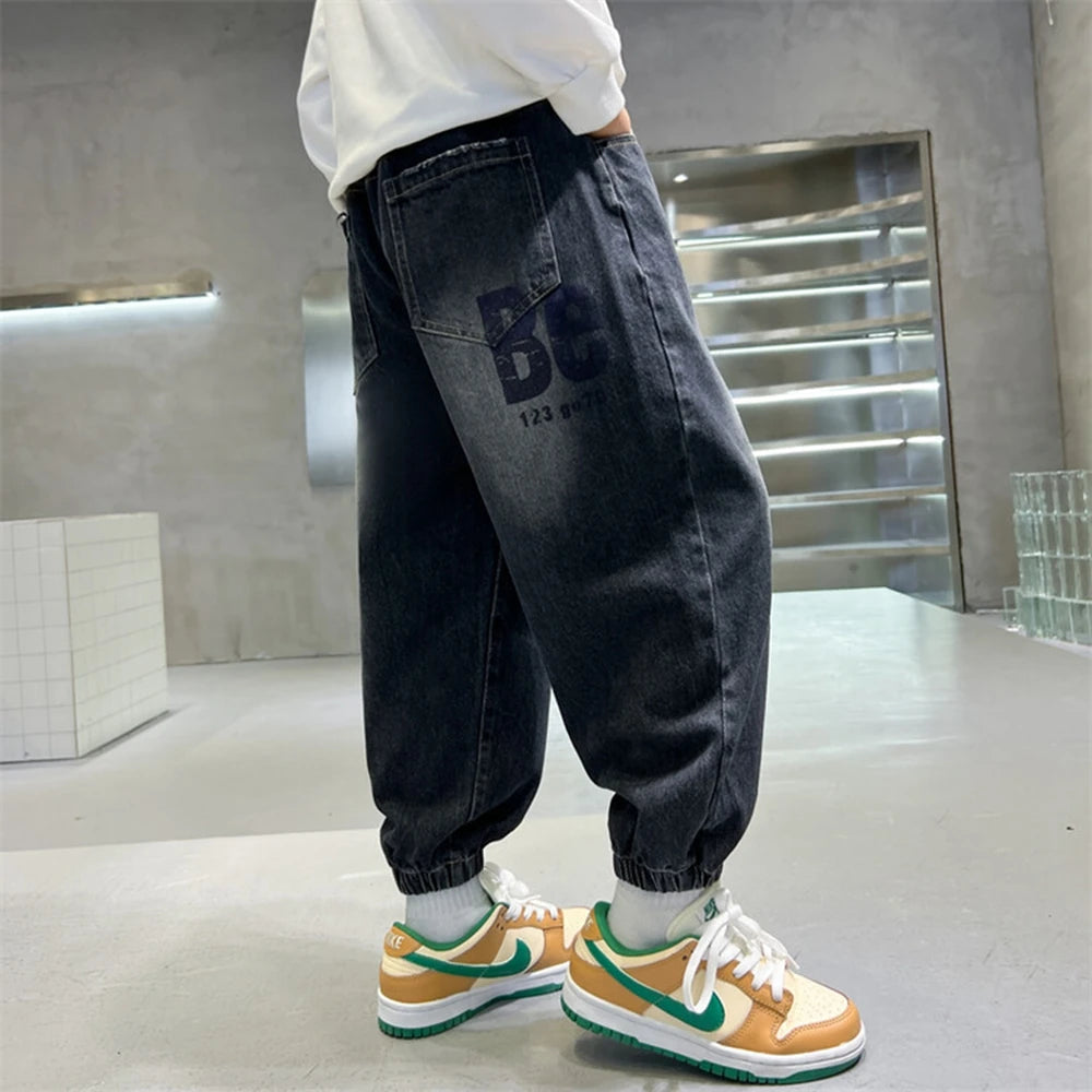 Boys Jeans For Children's Pants Kids New Clothing Trousers Loose Spring/Autumn Clothes Teenager Casual Jeans 4-14Y