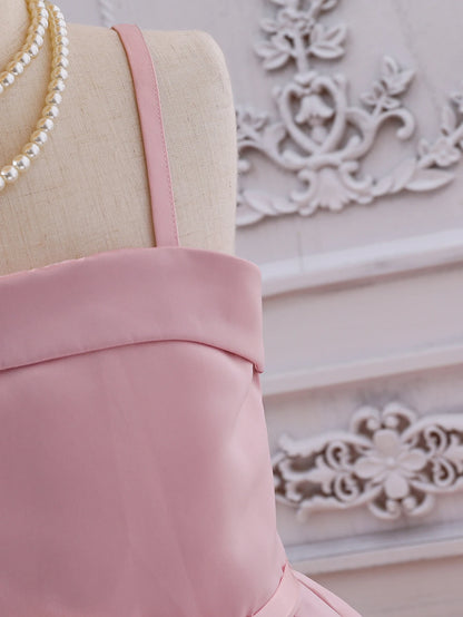 Girl's Pink Dress Summer Elegant and Sweet Sleeveless Birthday Party Dress