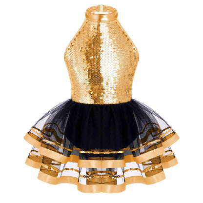 Summer Girls Clothes Sequins Tutu Dress for Dancing Birthday Party Ball Gown Festival Ballet Jazz Dance Costume Holiday Dresses