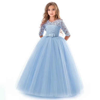 Girl's Dress Long dresses for girls aged 4-12 baby birthday dress Girls' beauty pageant dress Elegant wedding flower girl dress