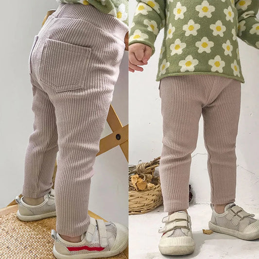 Baby Girl Leggings Yellow Cotton Skinny Pants for 0-7 Years Children's Spring Autumn Trousers Solid Color Pencil Leggings