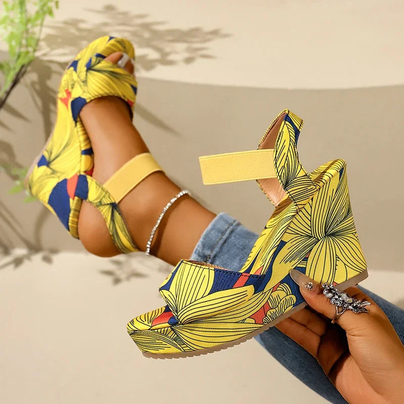 Shoes for Women 2025 New Women Wedge Sandals Retro Ethnic Printing Platform Sandals Ladies Casual Comfortable Outdoor Sandals
