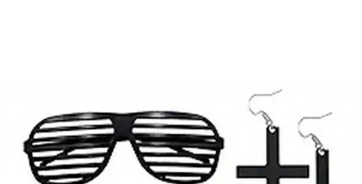 80s women's clothing accessories set includes a pompadour skirt striped glasses lace gloves leg sets earrings and necklaces