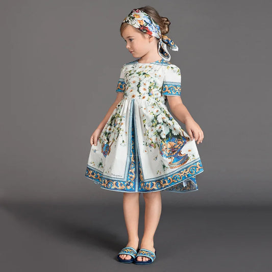 Kids Party Dresses For Girls Printed Evening Princess Girls Dresses Birthday Young Girls Clothes Vestido Menina Children Dresses