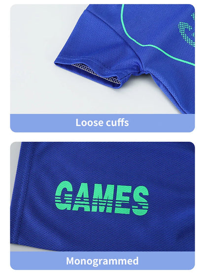 Summer Collection Boys Basketball-Inspired Quick-Dry Homewear Set Solid Color Sports Short and Sleeved Shorts Children Sets