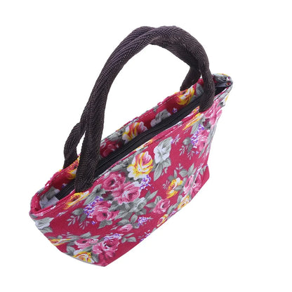 Women's Handbag Rose Print Fashion Casual Canvas Bag For Ladies Spring and Autumn 2024 New Travel Portable Bag