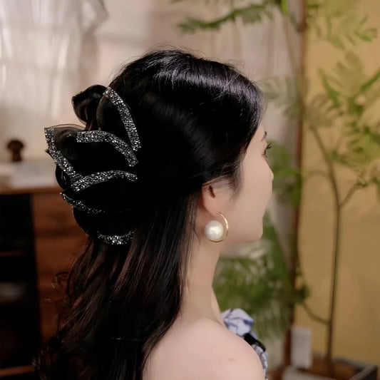 Female Exquisite Accessories New Headwear Sweet Bowknot Decorate Hair Claws Spring Fall Shark Hair Clip Women Party Hairpins