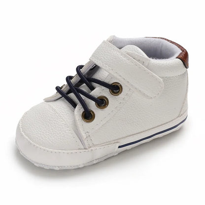 Baby Shoes Boys High Top Sneakers PU Leather Soft Sole Infant Kids Walker Crib Shoe