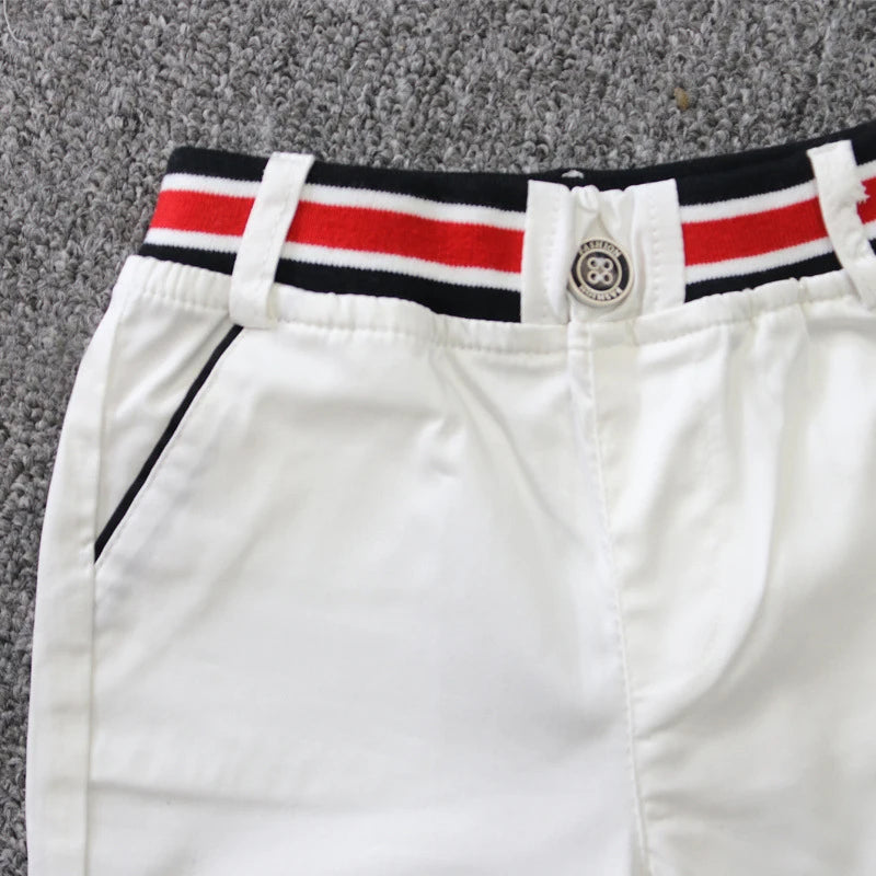 Summer Boys Clothing Set Cotton Striped Short Sleeve Lapel Shirt Pants 2Pcs Suit For 2-6 Years Kids Casual Outfits Elegant Suit