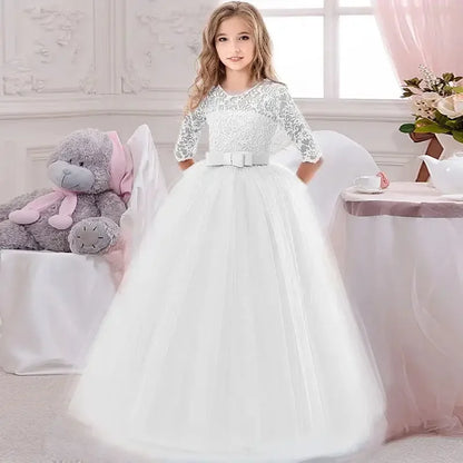 Girl's Dress Long dresses for girls aged 4-12 baby birthday dress Girls' beauty pageant dress Elegant wedding flower girl dress