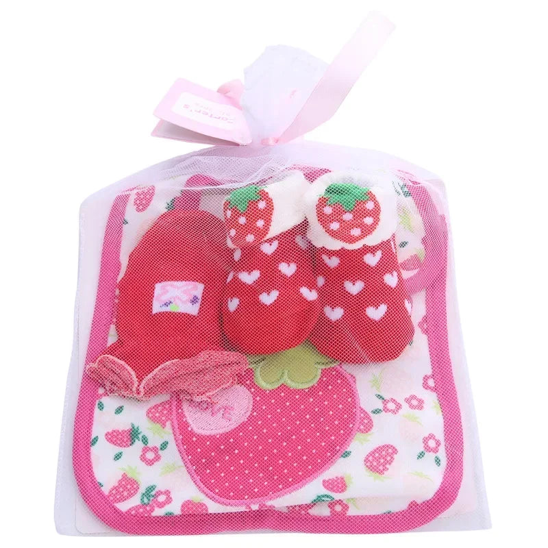1 bag Baby Cotton Bibs Towel Socks Sets Newborn Kids Burp Cloths+Socks +Anti-scratch Gloves Boys Girls Christmas Birthday Gift