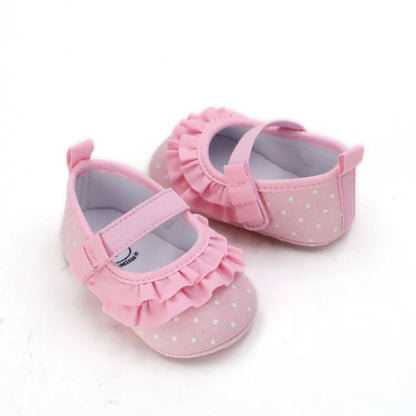Spring Infant Baby Girls Princess Shoes Dots Print Soft Non-slip Bottom First Walker Shoes