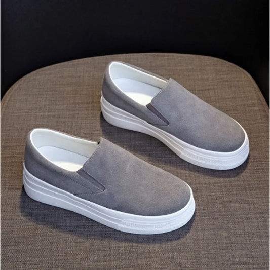 Shoes for Women Spring Leisure Sneakers New Womens Lazy Footwear Lightweight Thick Sole Genuine Leather Board Shoes Platform