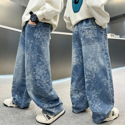 Boys Jeans For Children's Pants Kids New Clothing Trousers Loose Spring/Autumn Clothes Teenager Casual Jeans 4-14Y