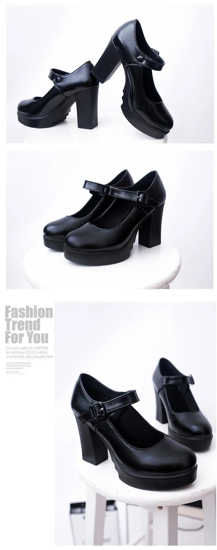 Women's shoes on Heels Women Platform Pumps Spring Summer Shallow Mouth Buckle Strap Shoes Round Toe Shoes for Women2024