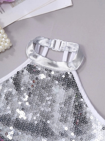 Summer Girls Clothes Sequins Tutu Dress for Dancing Birthday Party Ball Gown Festival Ballet Jazz Dance Costume Holiday Dresses