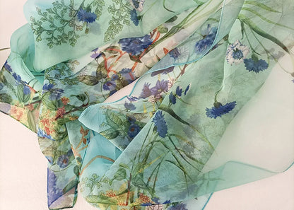 Women Elegant Chiffon Silk Scarves Fashion Versatile Flower Wraps Summer Beach Sunscreen Thin Scarf Georgette Bandana Hijab