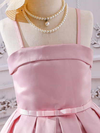 Girl's Pink Dress Summer Elegant and Sweet Sleeveless Birthday Party Dress