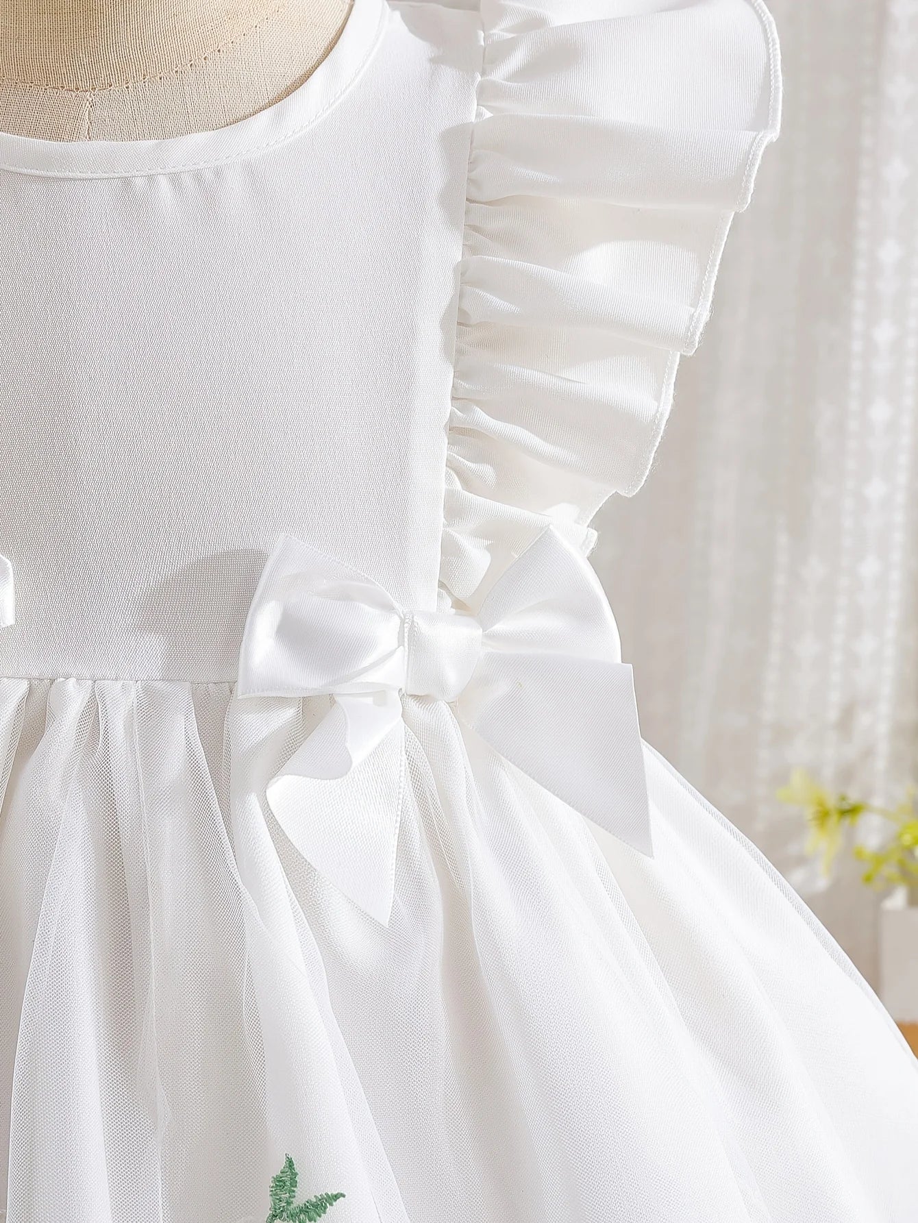 Girl Summer  White Princess Dress |Valentine's Day Gift / Girl Birthday Gift| Floral Embroidery Ruffle Party Dress