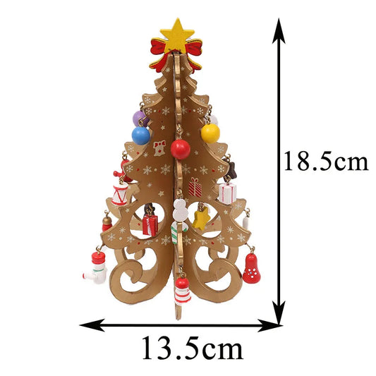 Wooden Christmas Tree Decoration - Mini Tabletop Ornament for Home Holiday Decor, Festive Xmas Desktop Accent