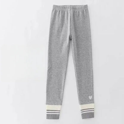 Girls Leggings Spring Autumn Casual Outerwear Pants 3-10Y Heart Pattern Ribbed Cuffs Kids Stretchy Tights Fashion Girls Bottoms