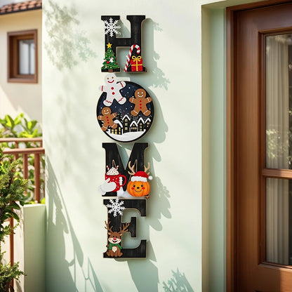 1set Christmas European and American Style Home Sign Set - Wooden Wall Decor with Festive Atmosphere - for Holiday Decoration