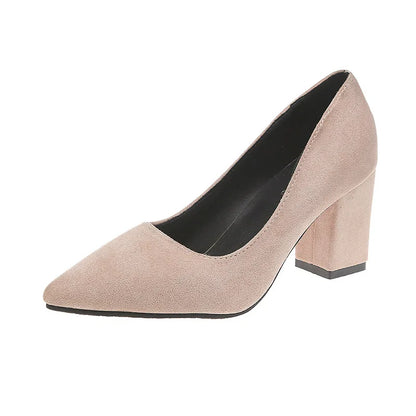 High Heels Women's 2022 New Women's Shoes Pointed Toe Shallow Mouth Shoes Women's Thick Heel Fashion Shoes Women's Large Size 43