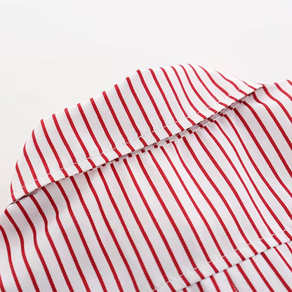 Summer Boys Clothing Set Cotton Striped Short Sleeve Lapel Shirt Pants 2Pcs Suit For 2-6 Years Kids Casual Outfits Elegant Suit