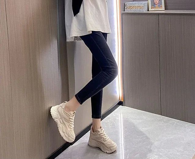 Sports Shoes for Women Athletic Round Toe High on Platform Woman Footwear Sneakers Sale Designer Luxury Offers Vulcanized Shoe H