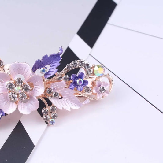New Women Resin Crystal Flower Hair Clip Elegant Barrettes for Weddings Parties Daily Wear Accessories