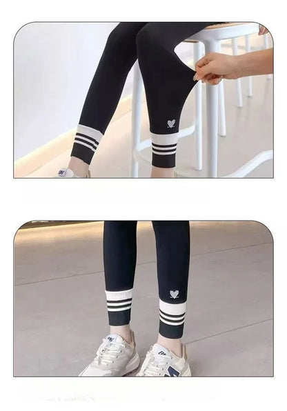 Girls Leggings Spring Autumn Casual Outerwear Pants 3-10Y Heart Pattern Ribbed Cuffs Kids Stretchy Tights Fashion Girls Bottoms